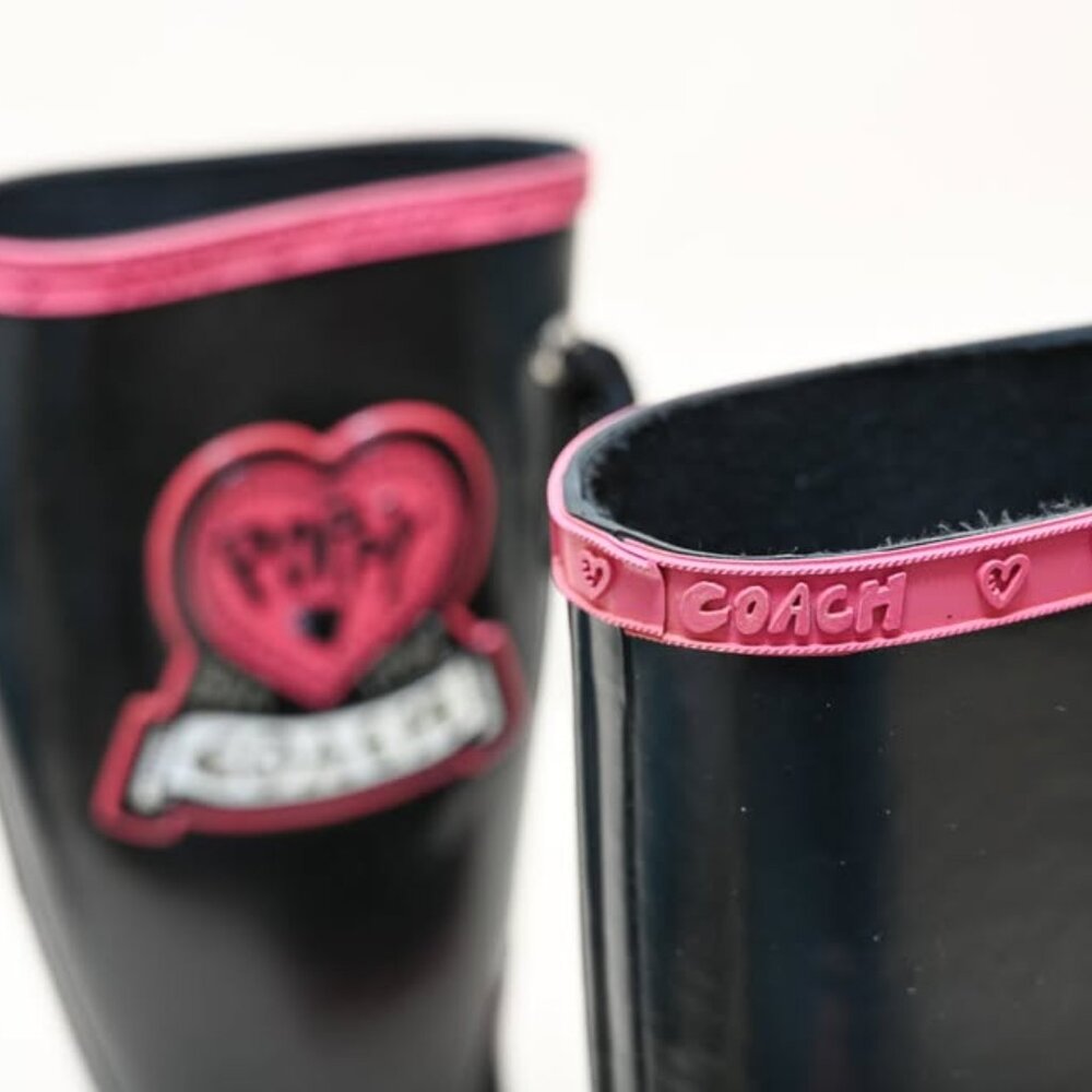 Coach Poppy Rainboots Size 5 Pink & Black
